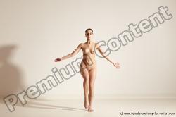 Nude Woman White Slim long brown Dancing Dynamic poses Pinup